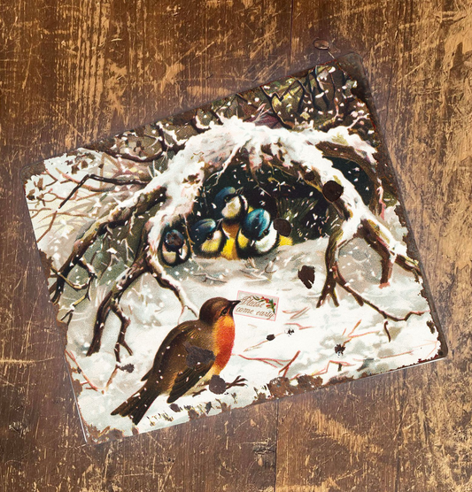 Vintage Robin Christmas | Metal Vintage Wall Sign