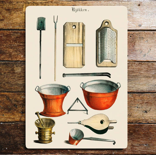 Vintage Kitchen Appliances Copper Bowl | Metal Sign Plaque