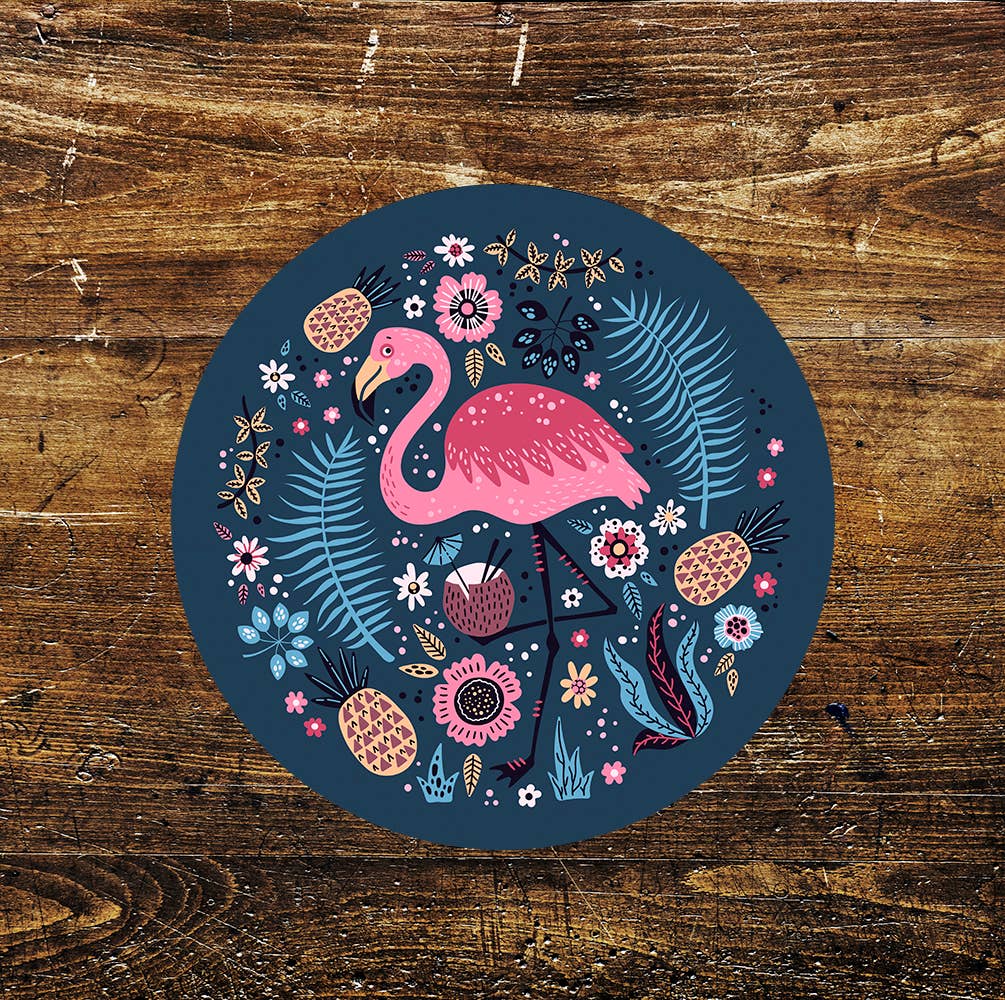 Pink Flamingo Nature Lifestyle Art Circle Metal Sign