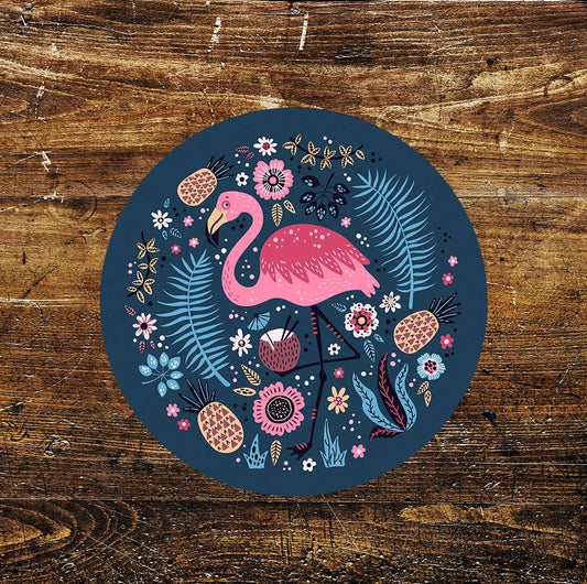 Pink Flamingo Nature Lifestyle Art Circle Metal Sign