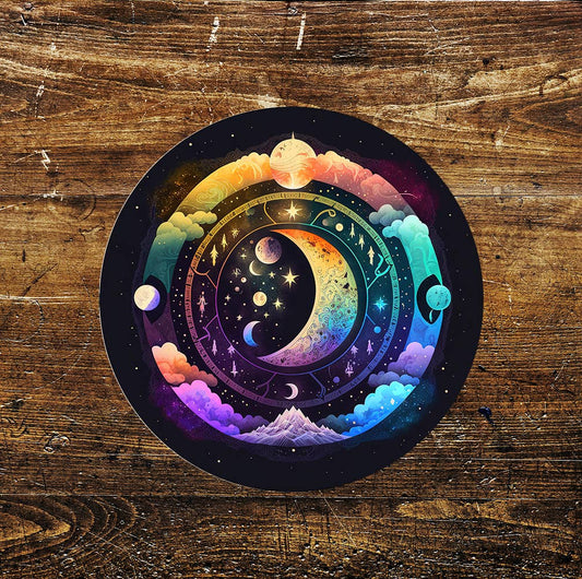 Moon Phases Stars Sky Celestial Nature Circle Metal Sign