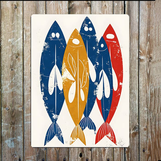 Abstract Illustration Fish Sea Nautical | Metal Sign Plaque