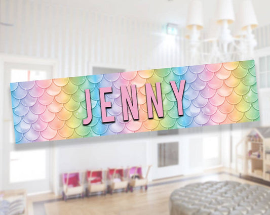 personalised Kids Name Sign Mermaid Metal Sign Plaque