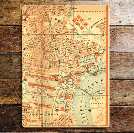 London Map Vintage Thames | Metal Sign map