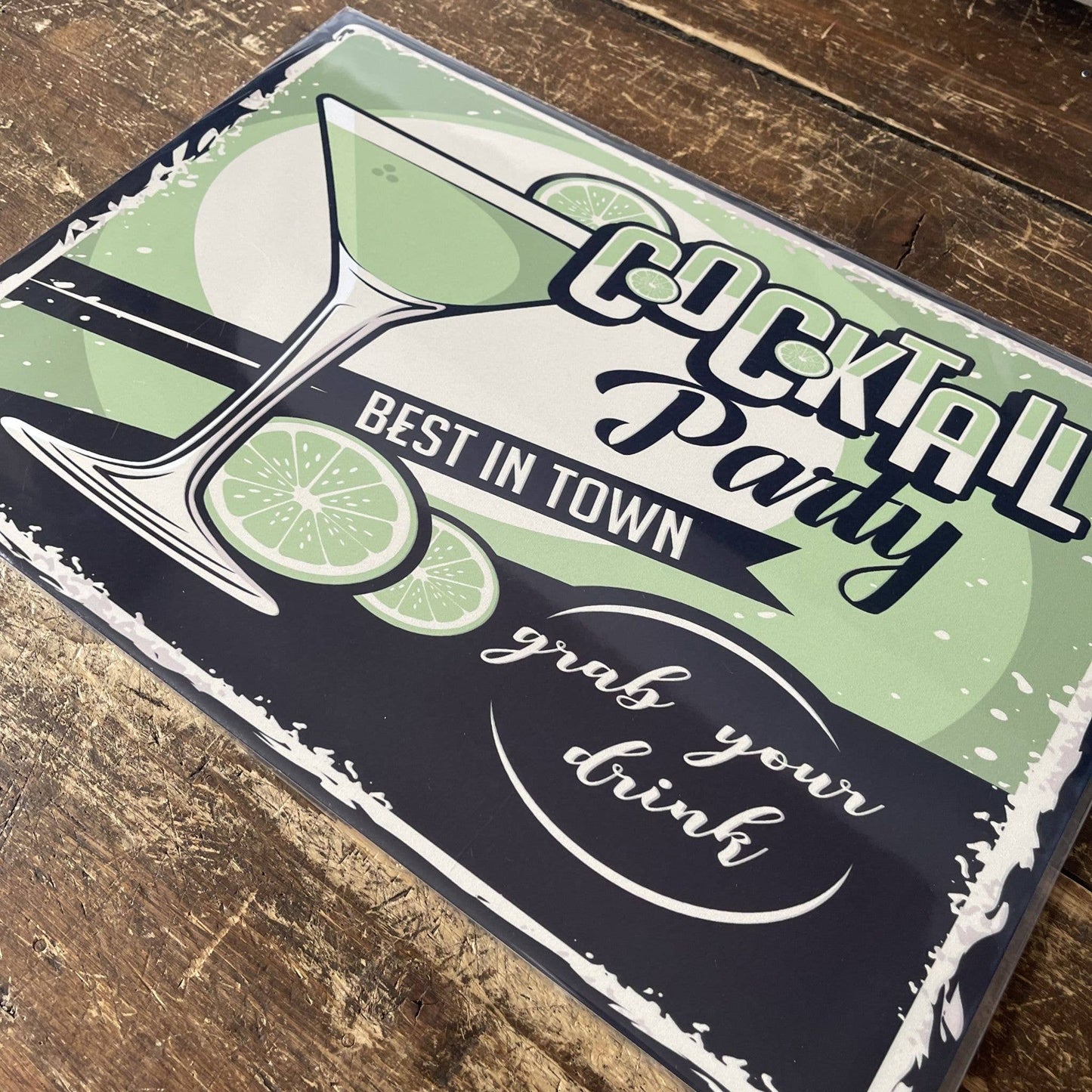 Cocktail Party Bar Tin Sign | Metal Sign Plaque