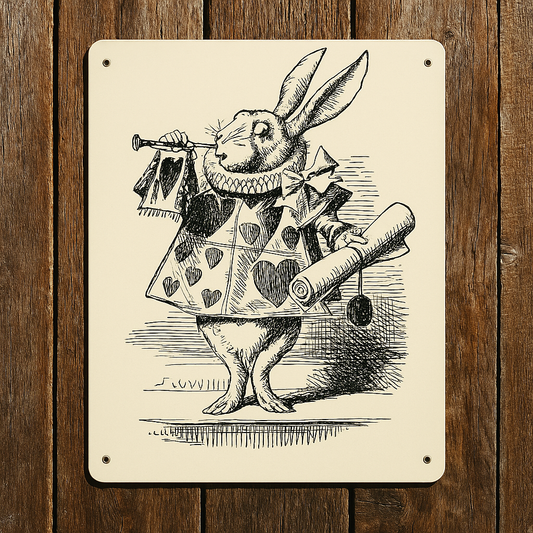 Alice in Wonderland | Rabbit White | Metal Sign Plaque