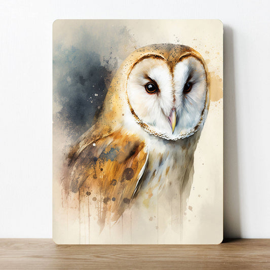 Barn Owl Watercolour | Metal Sign Plaque