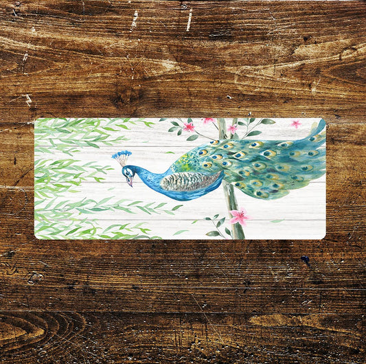 Watercolor Peacock - Door | Metal Sign Plaque