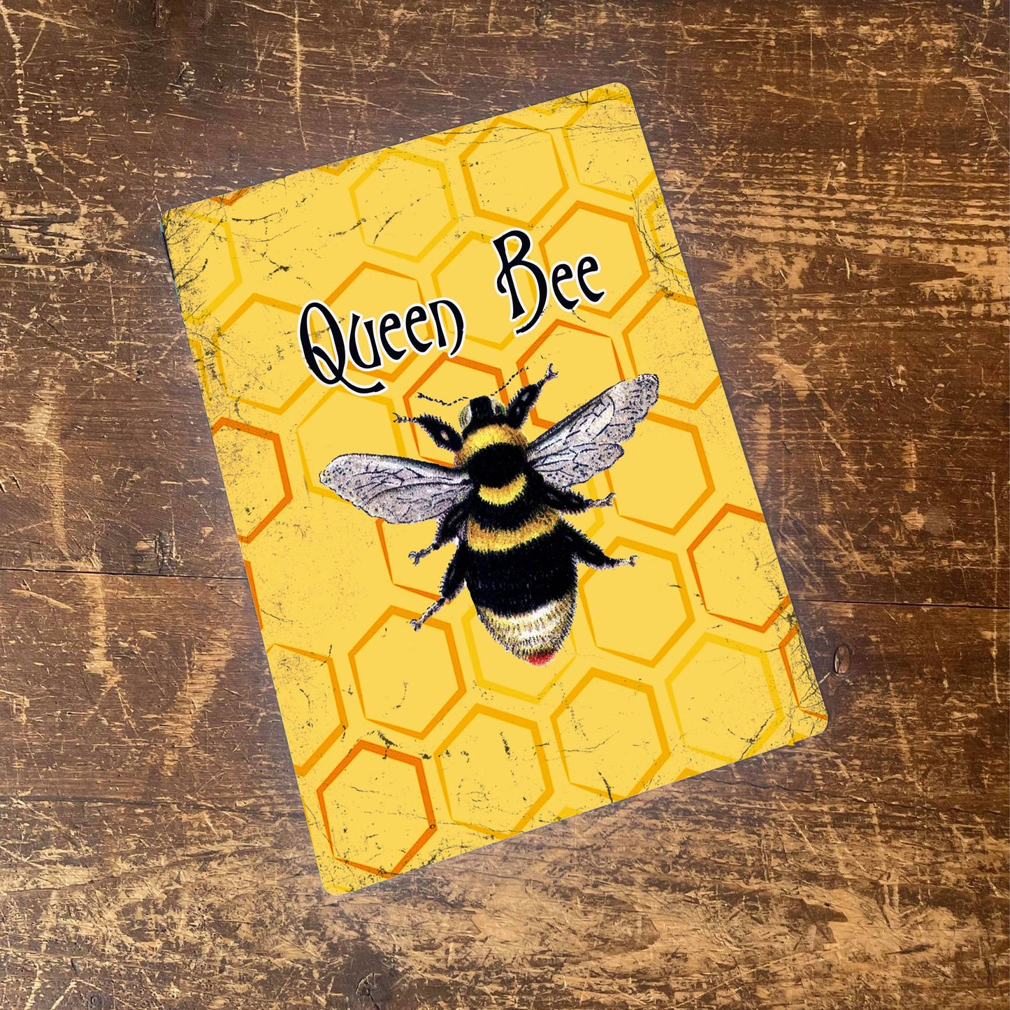 Queen Bee Insect Metal Botanical Wall Sign