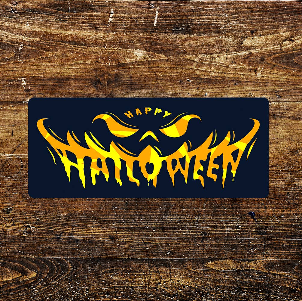 Happy Halloween Pumpkin Face - | Metal Sign Plaque