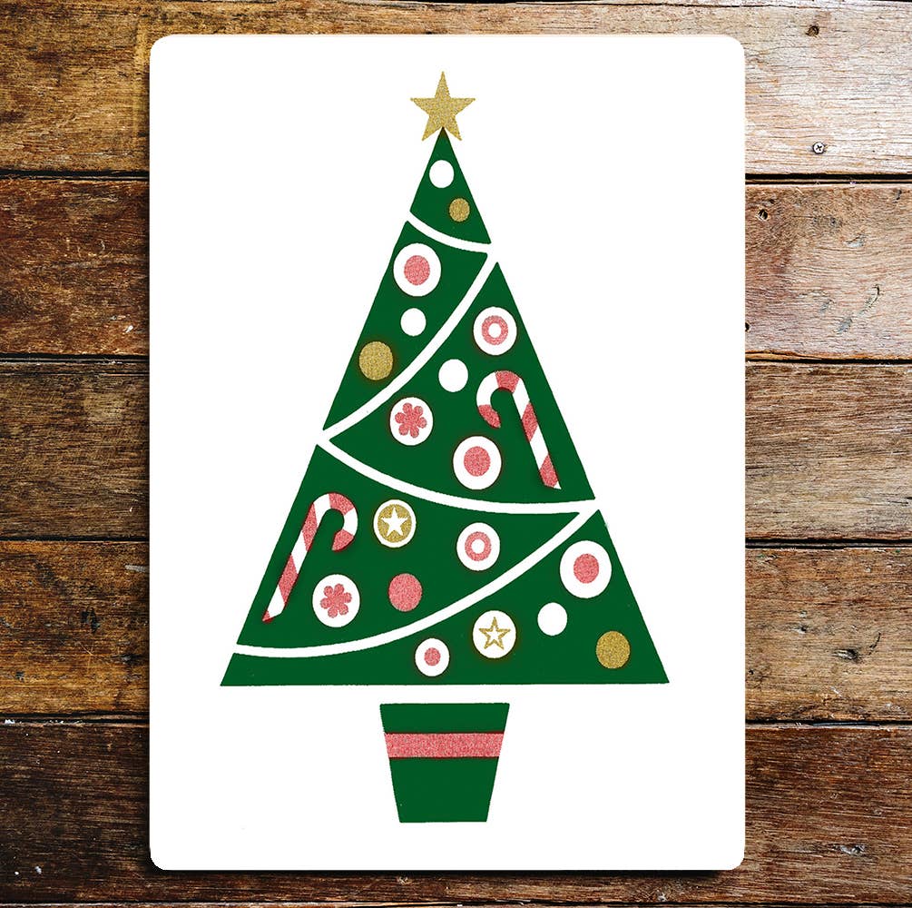 Triangle Christmas Tree Baubles Candy  | Metal Sign Plaque