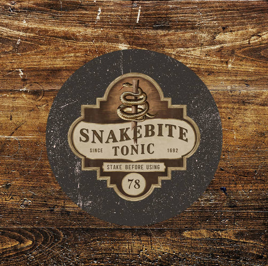 Snakebite Tonic Spooky Halloween Pub Bar Circle Metal Sign
