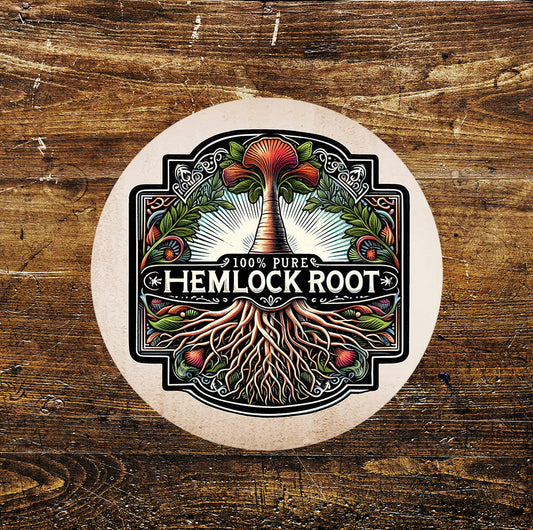 100% Pure Hemlock Potions | Witch Halloween | Circle Metal Sign