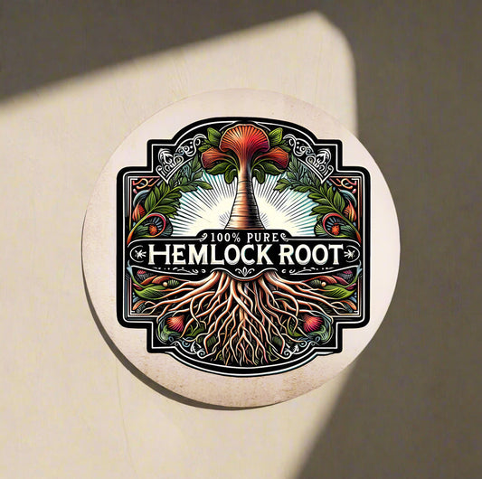 100% Pure Hemlock Potions | Witch Halloween | Circle Metal Sign