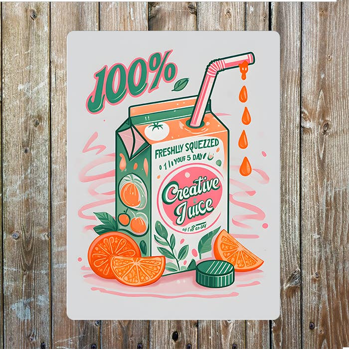 100% Creative Juice | Metal Sign Plaque