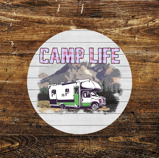 Camp Life Outdoors Campervan Circle Metal Sign