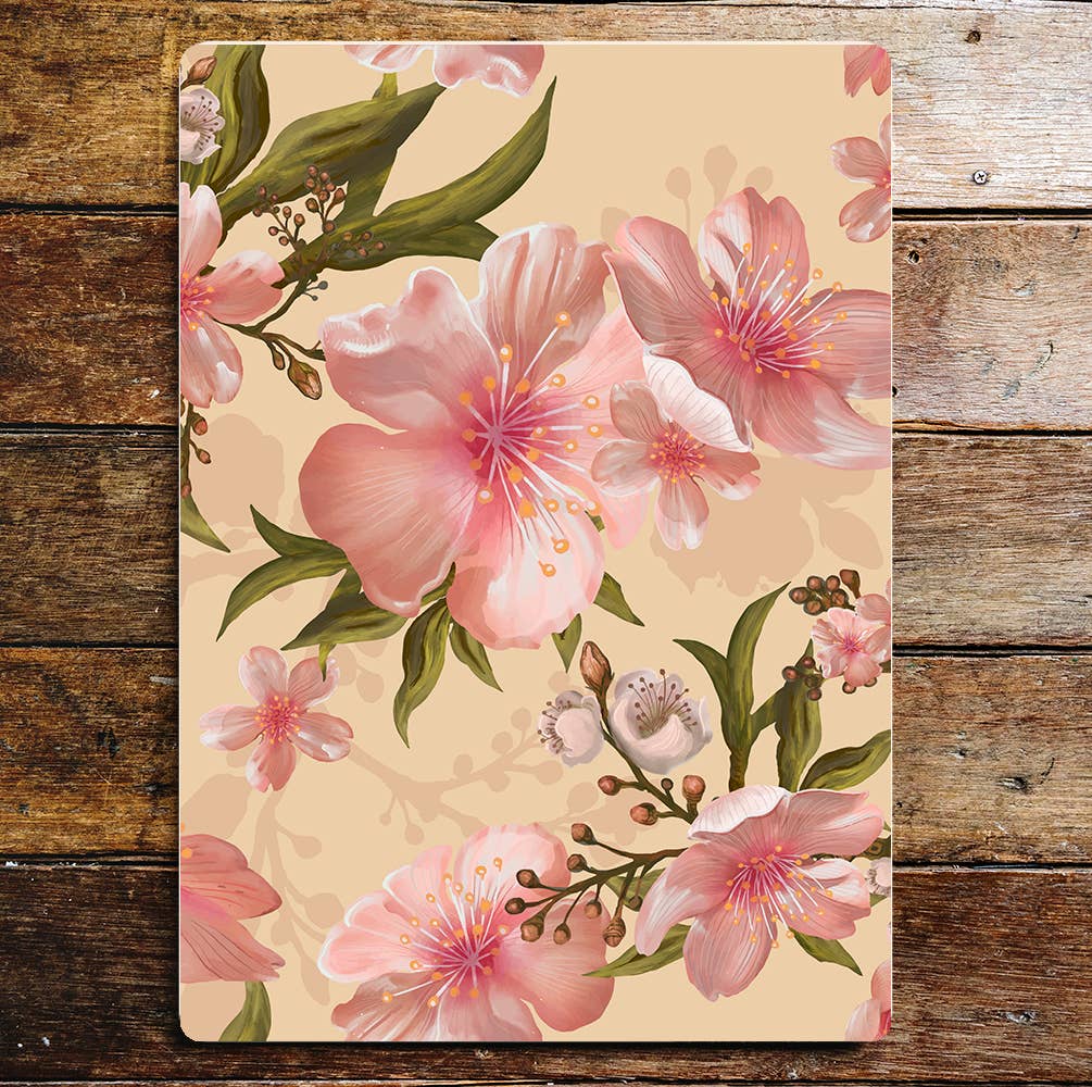Pink Blossoms Feel Good Nature Art Metal Sign Plaque