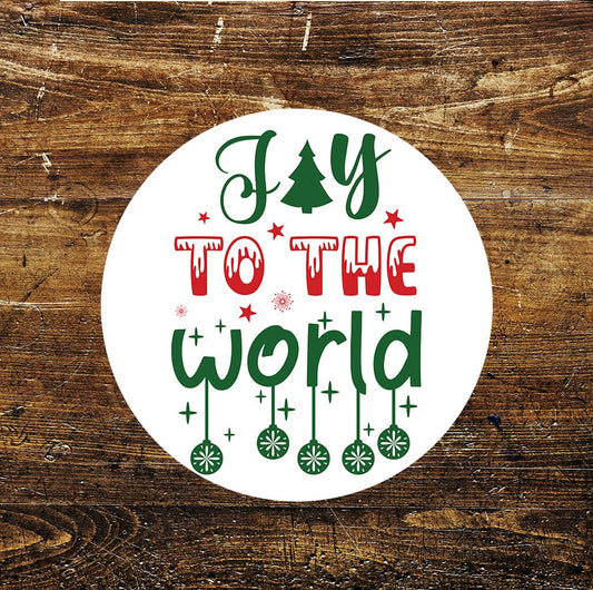 Christmas Joy to the World Circle Metal Sign
