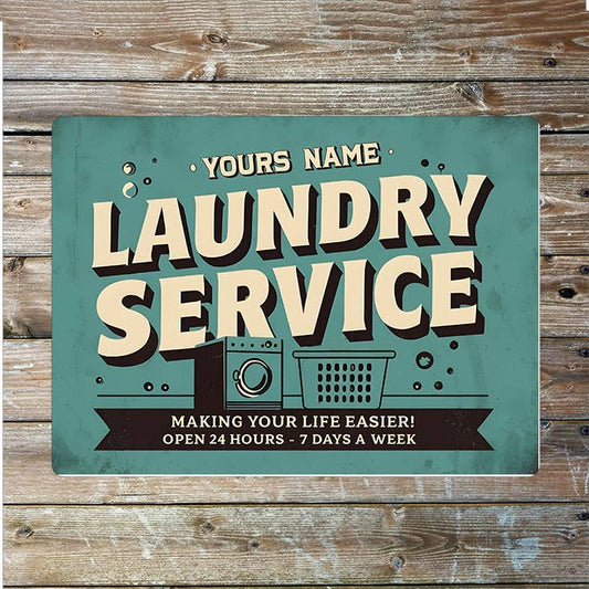 Laundry Service Name Custom Personalised | Metal Wall Sign