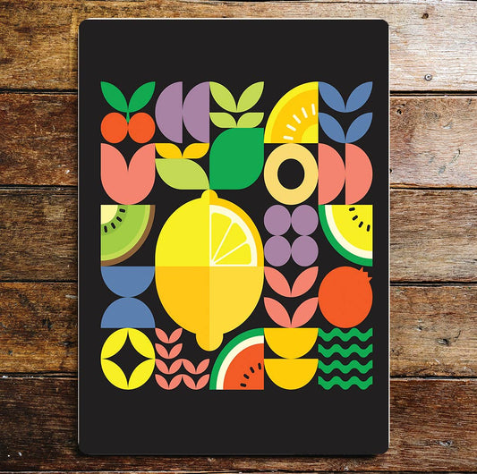 Geometric Lemon fresh fruit | Metal Vintage Wall Sign