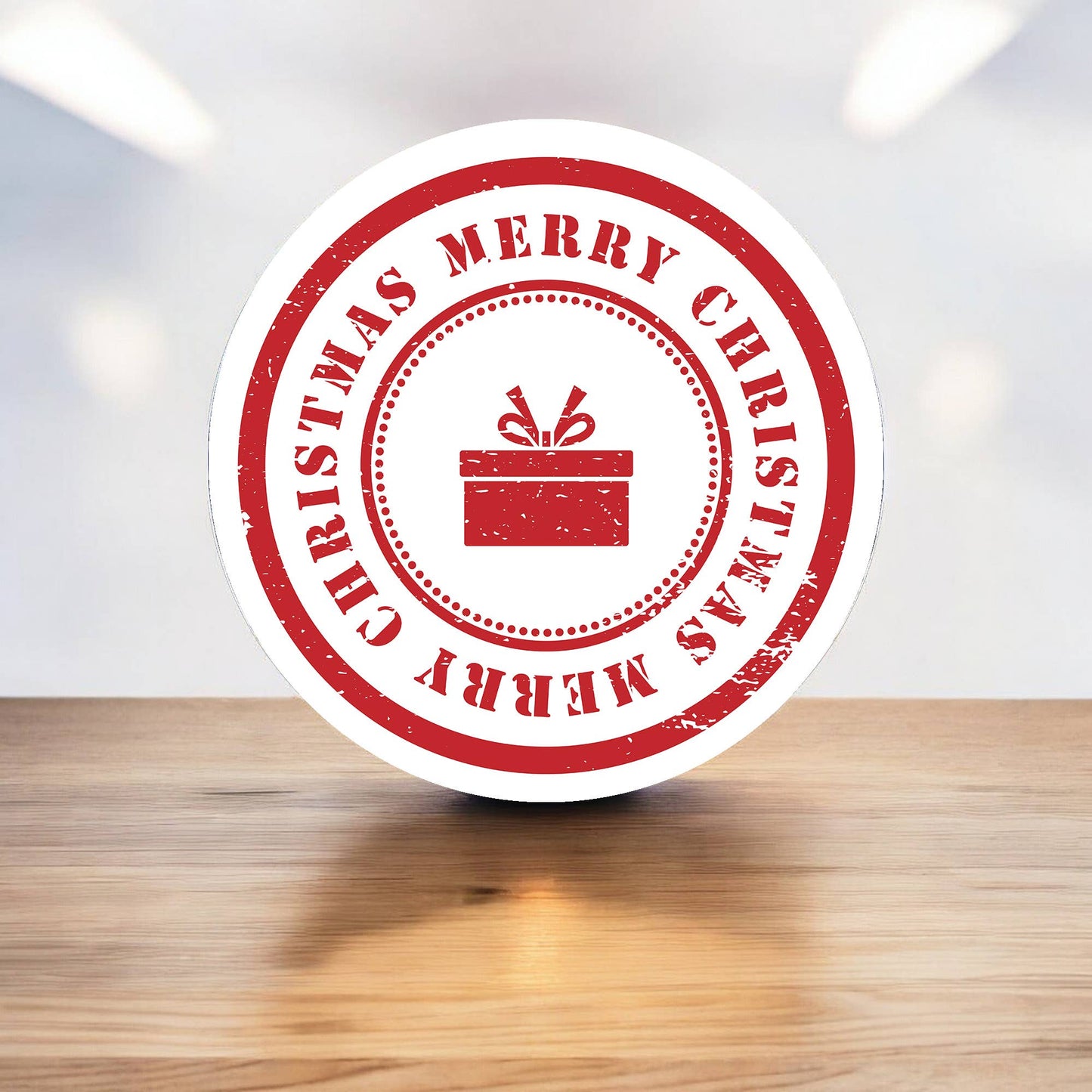 Merry Christmas Present Decoration Circle Metal Sign