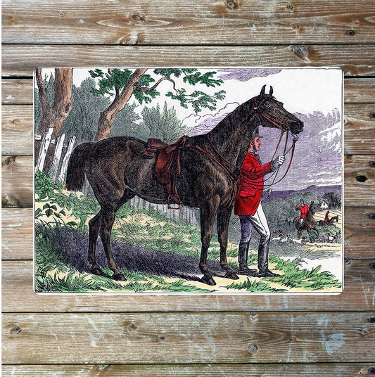 Horse and riders hunting vintage | Metal Sign Plaque
