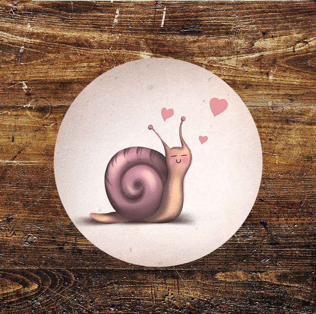Snail Heart Romantic Love Circle Metal Sign