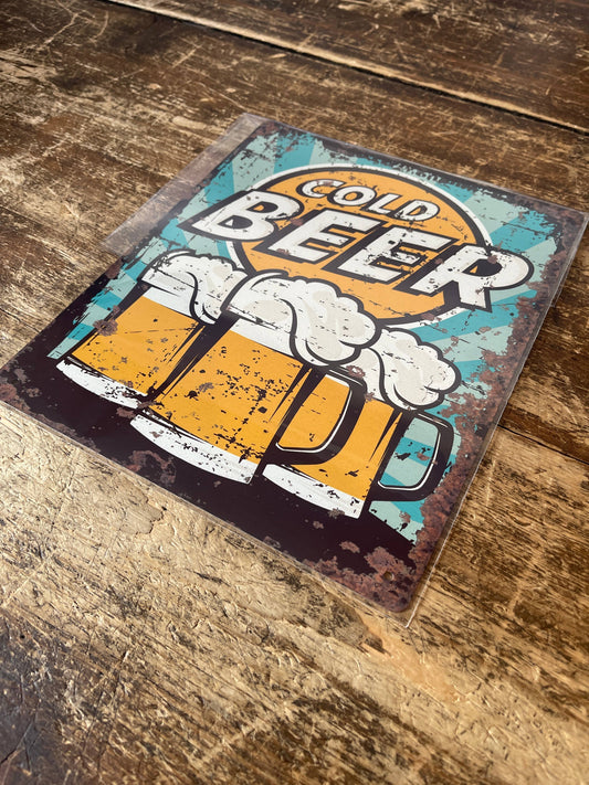 Cold Beer Pints | Metal Vintage Wall Sign