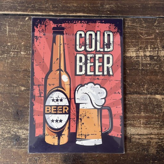 Bottle Beer Cold Bar | Metal Vintage Wall Sign