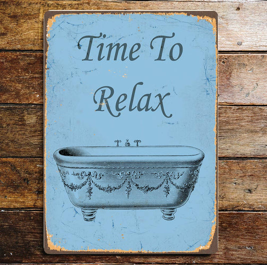 Time To Relax Bath time Metal Wall Sign
