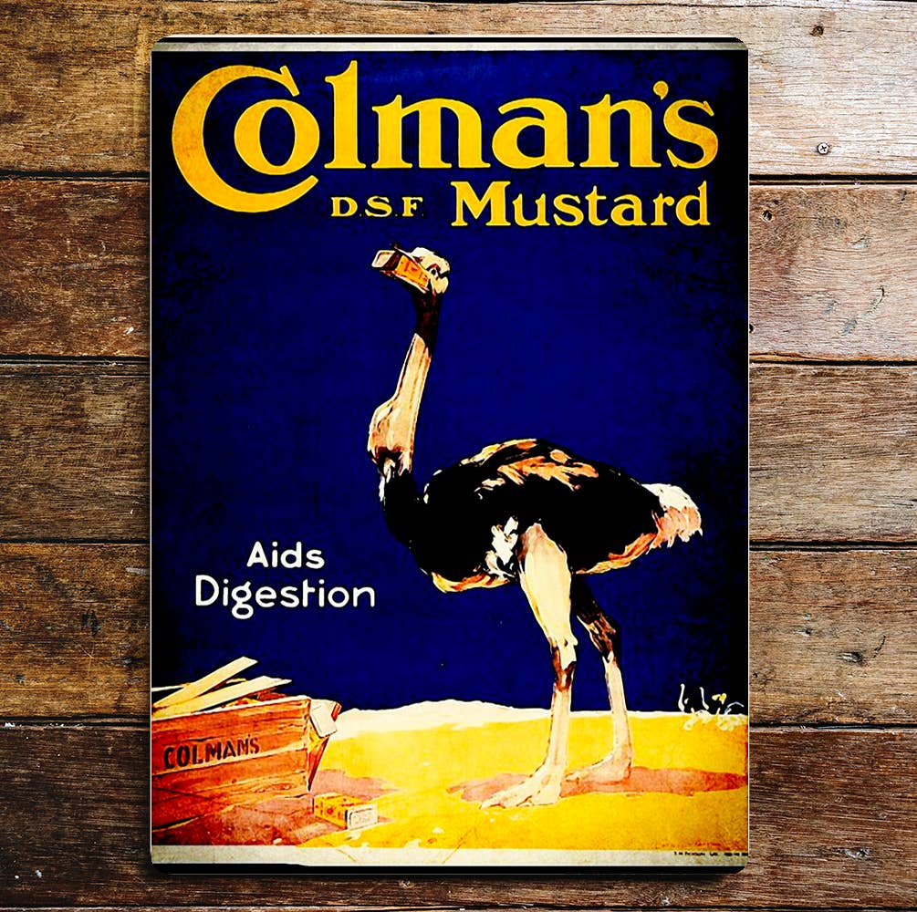Colmans Mustard ostrich | Metal Advertising Wall Sign