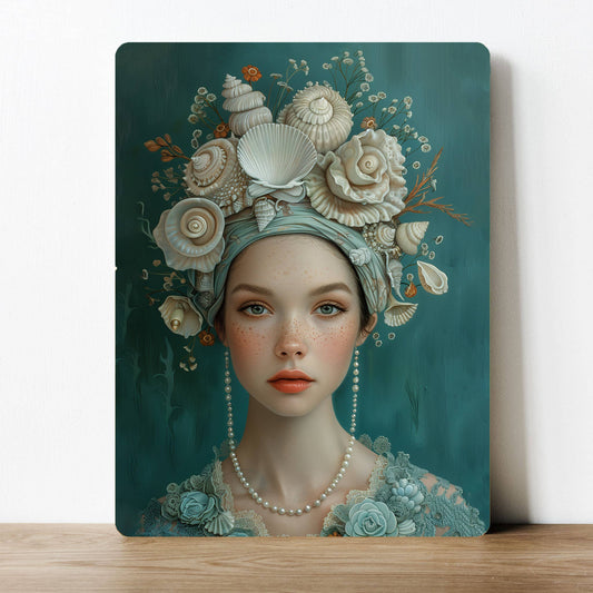 Floral Lady Vintage Shells | Metal Sign Plaque
