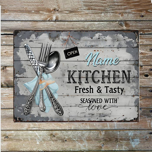 Vintage Kitchen Name Custom Personalised | Metal Wall Sign