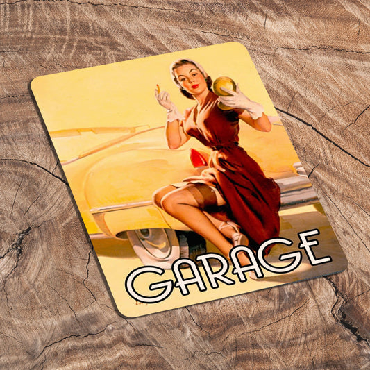 Garage Door Sign Pin Up Girl In Bath | Metal Sign