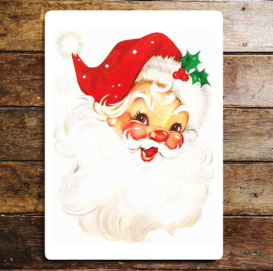 Santa Father Vintage Christmas Metal Wall Sign