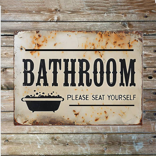 Vintage Style Bathroom Please Take A Seat | Metal Sign Plaque