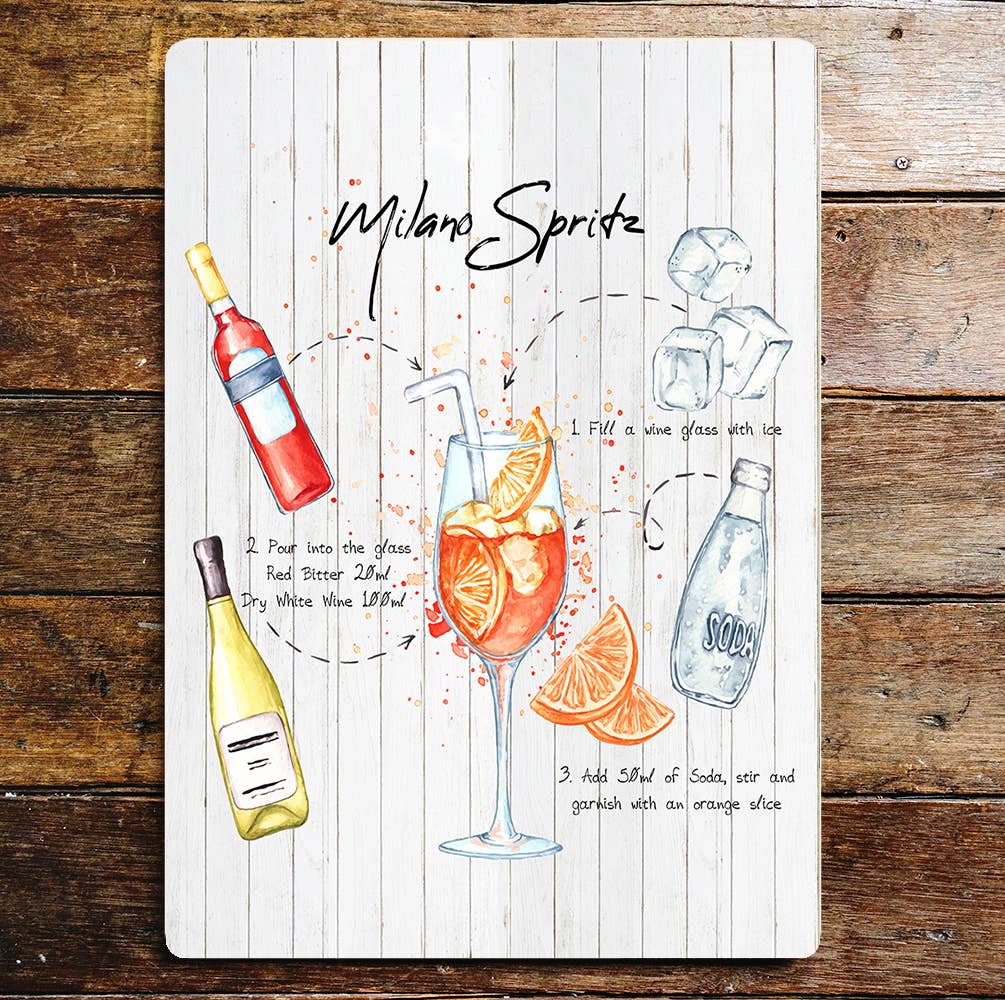 SpritzCocktail bar recipe art Metal Sign Plaque