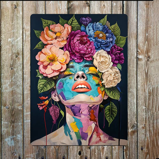 Abstract Surreal Artwork Women Flowers 1 | Metal Sign Plaque