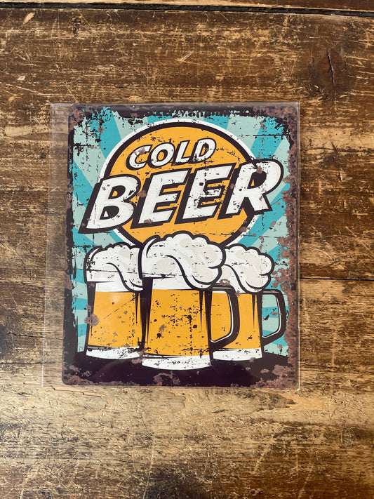 Cold Beer Pints | Metal Vintage Wall Sign