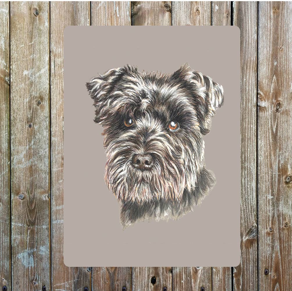Miniature SchnauzerDog breed pet art | Metal Wall Sign