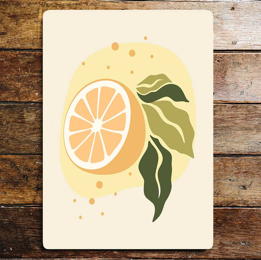 70's style Lemon slice Fruit kitchen | Metal Wall Sign