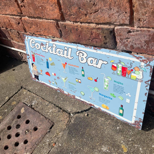 Cocktail Bar - | Metal Vintage Wall Sign