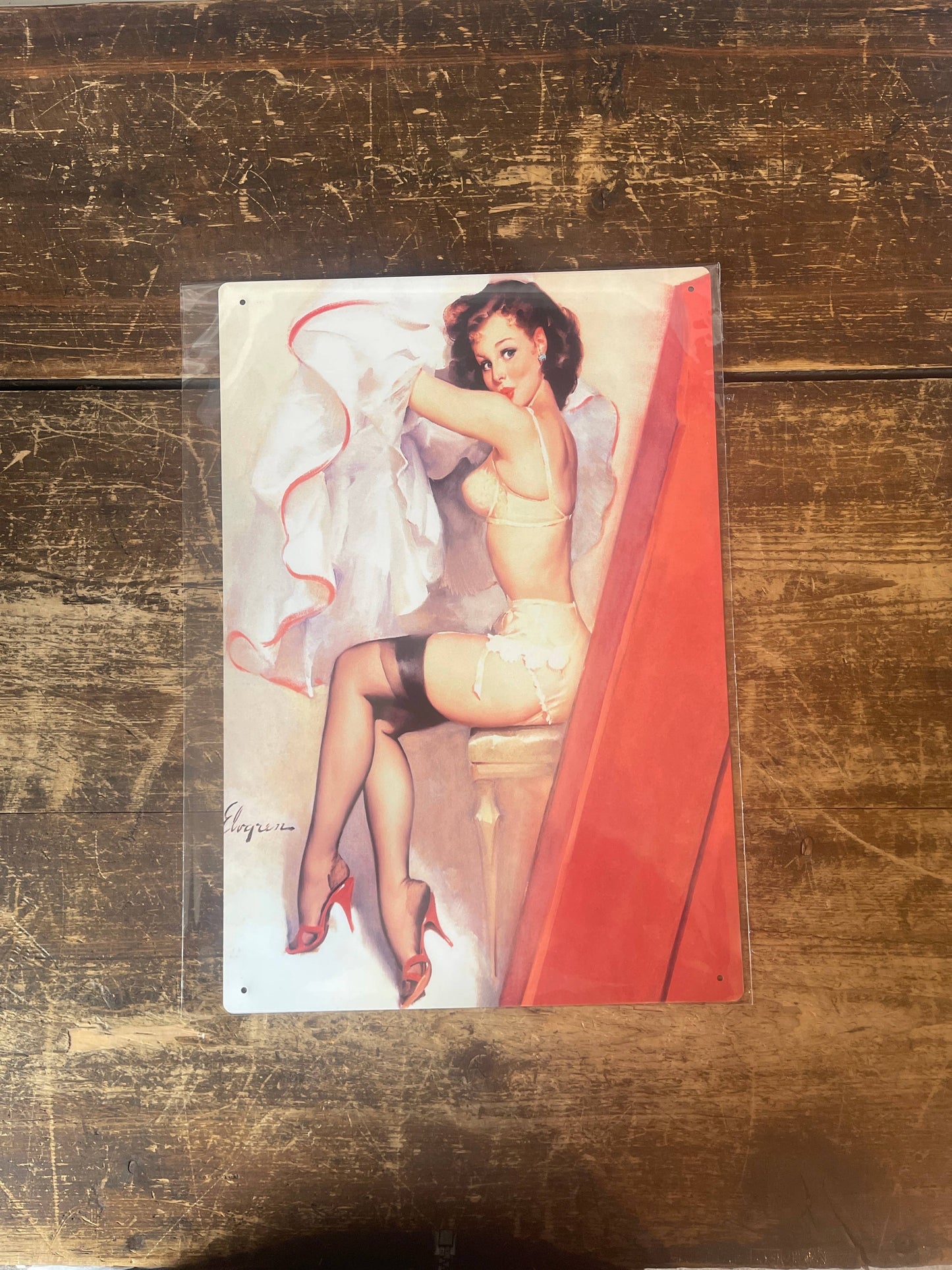 Pin Up Girl Dressing Room Metal Art Wall Sign