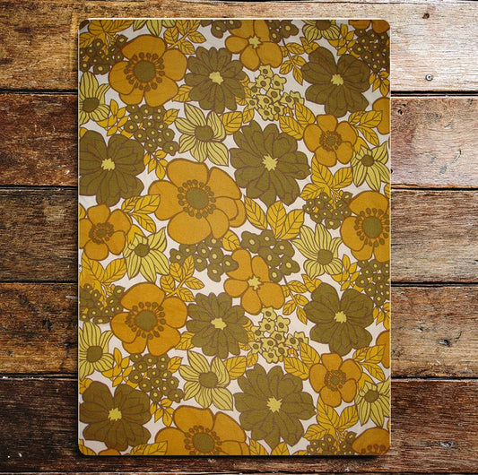 Vintage 60s Yellow Flower Pattern | Metal Sign Plaque