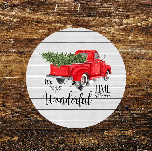 Most Wonderful Time of the Year Christmas Circle Metal Sign