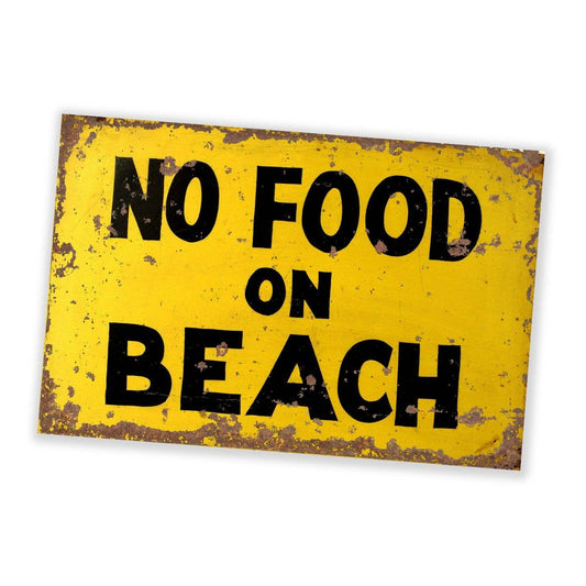 No Food On The Beach | Metal Vintage Wall Sign