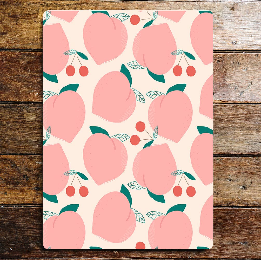 Peaches Cherries Kitchen Fruit Metal Sign Plaque