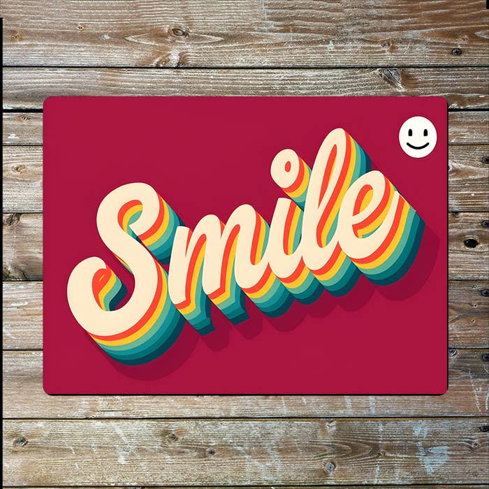 Vibrant Retro Text Smile | Metal Sign Plaque
