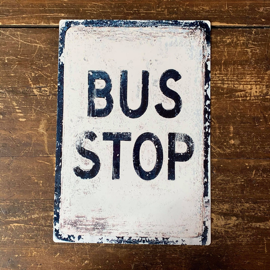 Vintage Bus Stop Style | Metal Travel Wall Sign