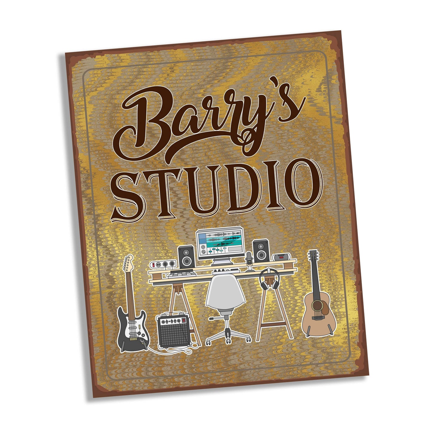Personalised Name Music Studio Metal Wall Sign
